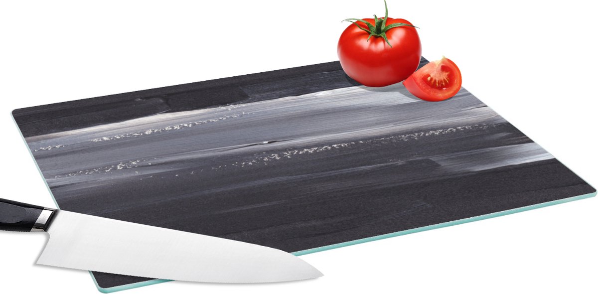 Glazen Snijplank - 39x28 - Verf - Abstract - Zwart - Snijplanken Glas