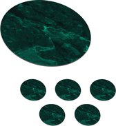 Onderzetters voor glazen - Rond - Marmer - Kalk - Groen - Structuur - Marmerlook - 10x10 cm - Glasonderzetters - 6 stuks