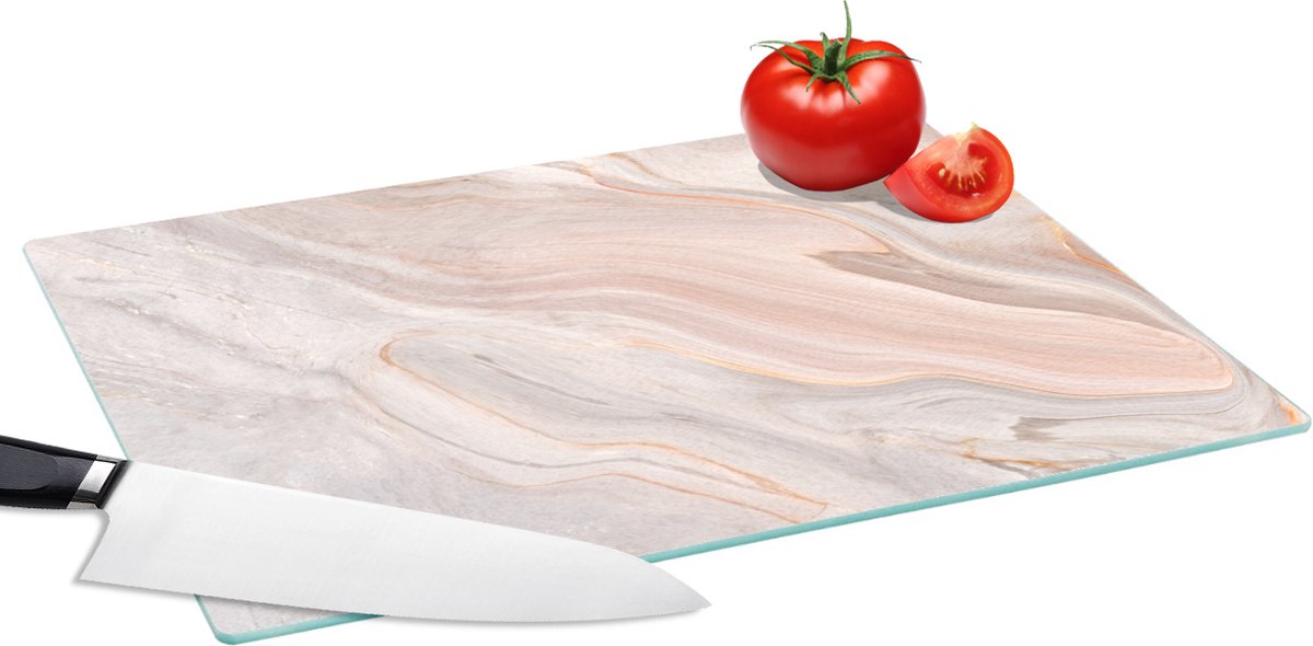 Glazen Snijplank - 39x28 - Marmer - Patroon - Pastel - Abstract - Marmerlook - Luxe - Snijplanken Glas