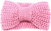 Roze Haarband Winter Bow - Winter Gebreide hoofdbanden - Roze