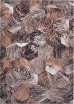 Vercai Rugs Nova Patchwork Collectie - Laagpolig Vloerkleed - Dierenhuid Tapijt voor Woonkamer - Polyester - Bruin - 160x230 cm