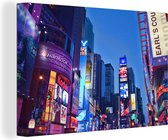Canvas Schilderij 'S nachts Times Square - 120x80 cm - Wanddecoratie