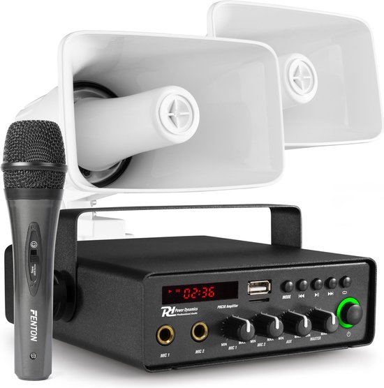 Omroepinstallatie auto - Power Dynamics - met 2 speakers en Bluetooth - 30W - 12V