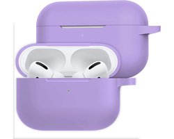 Hoesje Geschikt voor Apple AirPods Pro 2 - Siliconen Hoes met Clip - Silicone Case Cover - Lila
