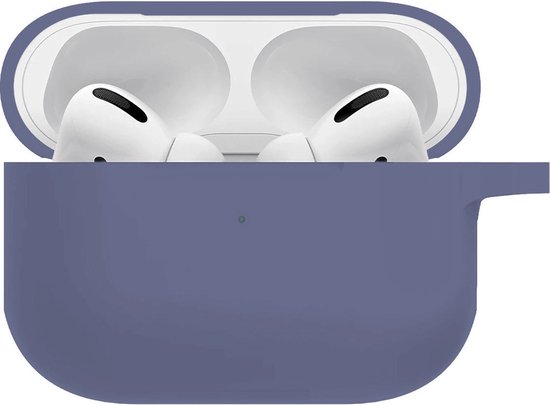 Hoesje - Geschikt voor Apple AirPods Pro 2 - Siliconen Hoes met Clip - Silicone Case Cover - Grijsblauw