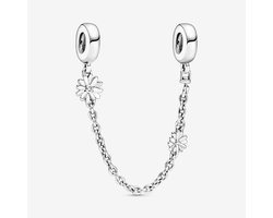 Fler® | Bedel | Past op populaire bedel armbanden (standaard-3mm) | armbandbedel | Veiligheidsketting Madeliefjes | Charmstopper | Anker schakel | Bloemen | 925 Sterling Zilver | Zirkonia | Kerstcadeau | Sinterklaas Cadeau | Valentijn kado