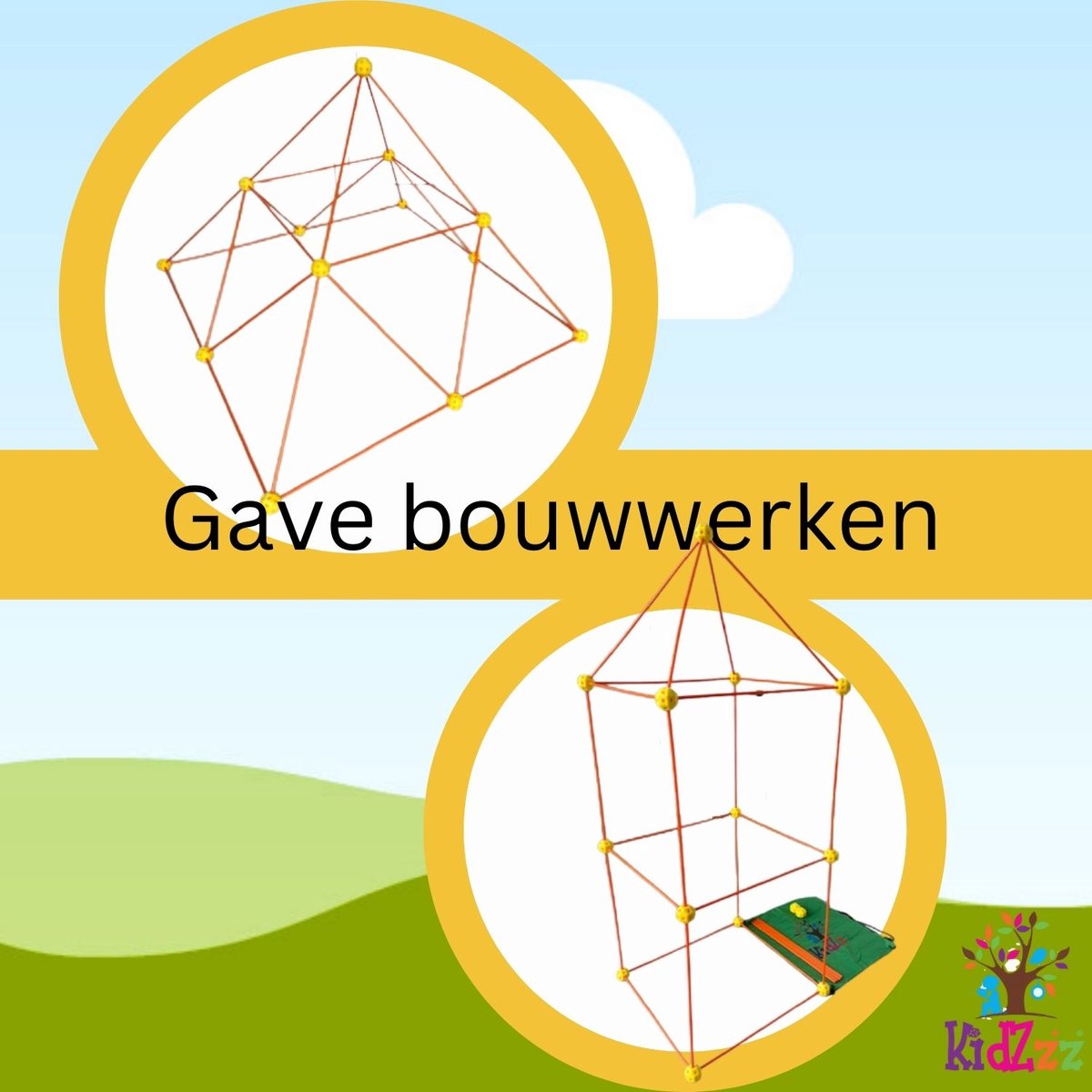 KidZzz® Gigafort XXL Uitbreidingsset - Bouw nóg grotere forten- Uitbreiding - Upgrade - Set met Extra lange Stokken - Extra grote Draagtas - Bouwspeelgoed - Hut bouwen - Speeltent - STEM speelgoed - Constructiespeelgoed - Bouwset - 45 onderdelen — afbeelding 4