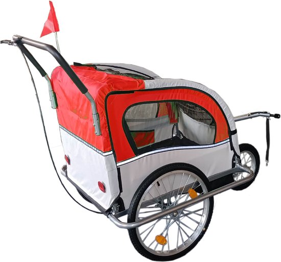 Fietskar kind - fietsaanhanger - 2-zits - veerdemping - rood van Homuaxon — afbeelding 3