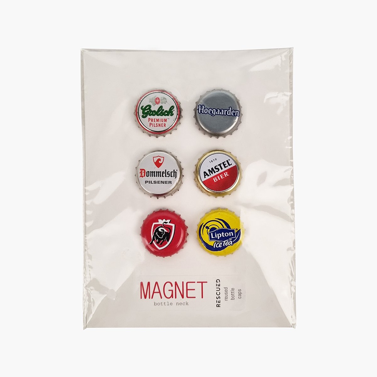RESCUED the Magnet Bottleneck | 6 magneten | gemaakt van gerecycled materiaal | bierdopjes | kroonkurken | duurzaam en sociaal | Sinterklaas en Kerst cadeau