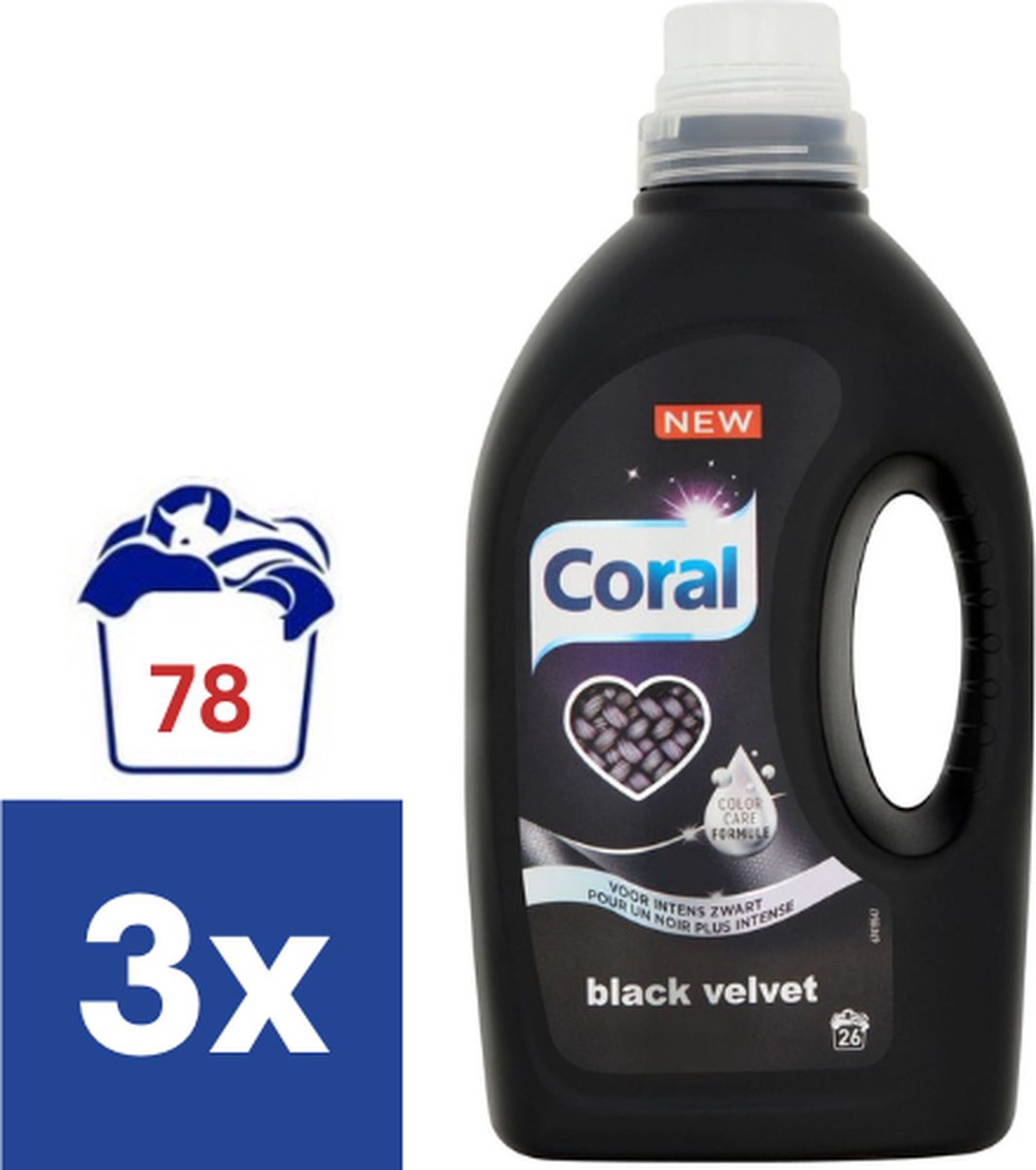 Coral Black Velvet Vloeibaar wasmiddel - 3 x 1.25 l / 78 wasbeurten