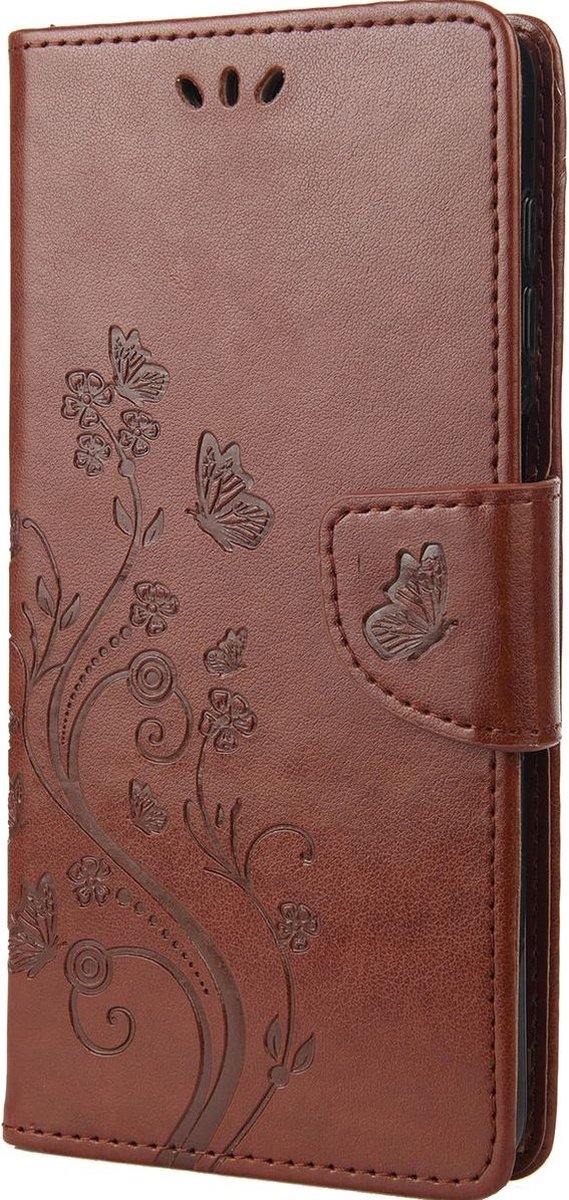 Mobigear Telefoonhoesje geschikt voor OnePlus 10T Hoesje | Mobigear Butterfly Bookcase Portemonnee | Pasjeshouder voor 3 Pasjes | Telefoonhoesje voor Pinpas / OV Kaart / Rijbewijs - Bruin