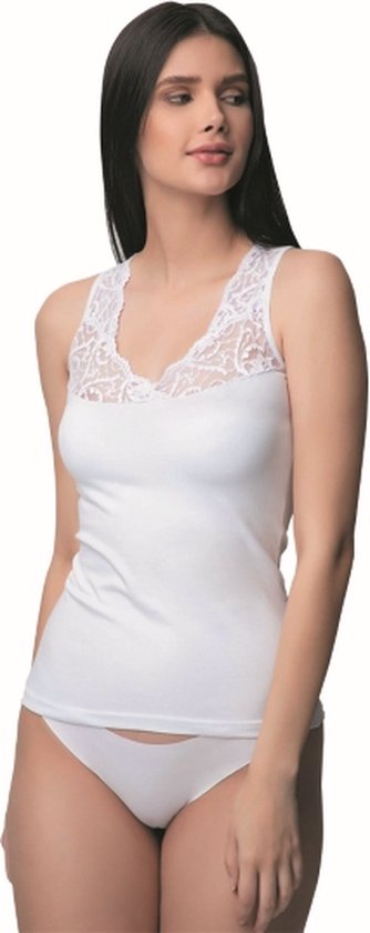 2 pack-Katoen Onderhemd Voor Dames-Wit-XL