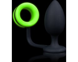 Shots - Ouch! Butt Plug met Cockring neon green/black