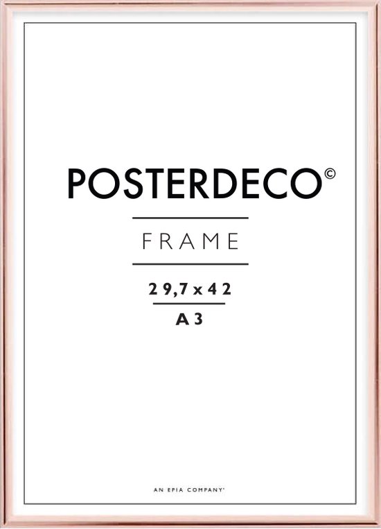 Fotolijst - Posterdeco - Premium Metaal - Fotomaat 29,7x42 cm (A3) - Posterlijst - Fotolijstje - Rose