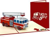 Popcards popupkaarten - Brandweerauto met Ladder Sam brandweerman Brand meester pop-up kaart 3D wenskaart