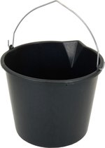 Stevige zwarte huishoud emmer 12 liter met tuit - Huishoudelijke producten - Huishoudemmers/klusemmers/bouwemmers/schoonmaakemmers