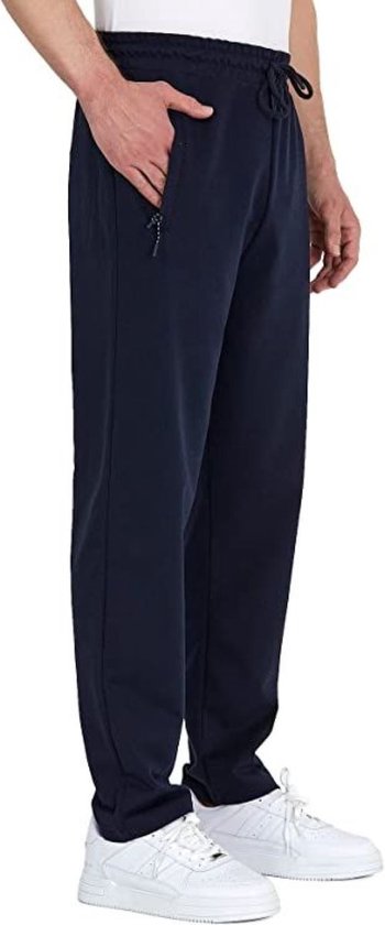 Comeor Sweatpants men with zipper - Blauw - XXL - Pantalon d'entraînement pour hommes avec fermeture éclair - Pantalon de sport long