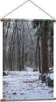WallClassics - Affiche textile - Forêt d'hiver - 60x90 cm Photo sur textile