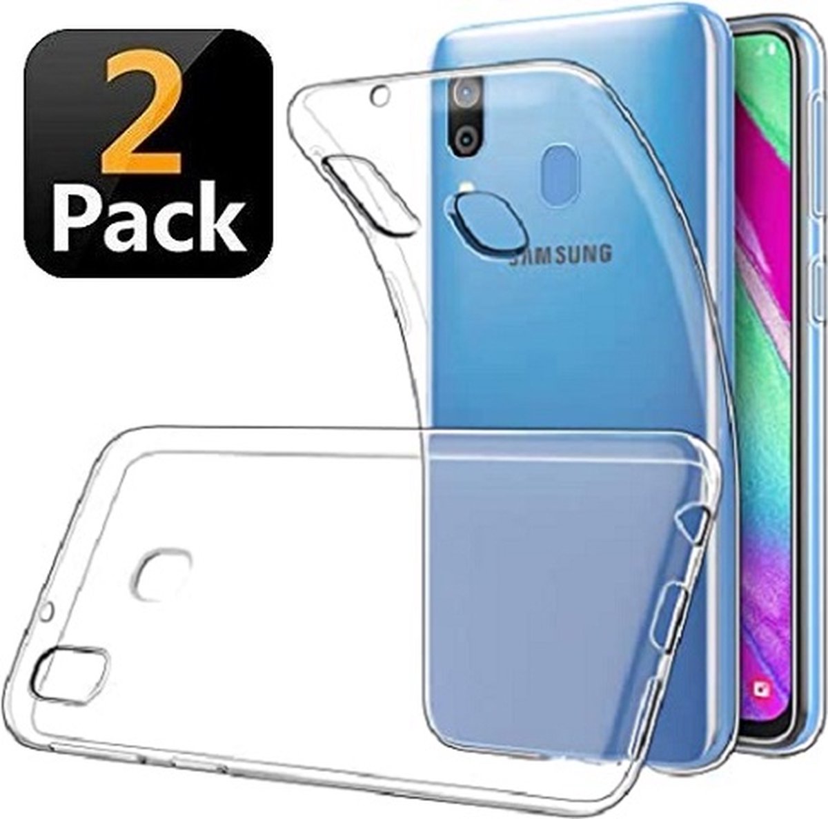 Samsung A40 Hoesje TPU Siliconen Transparant 2x