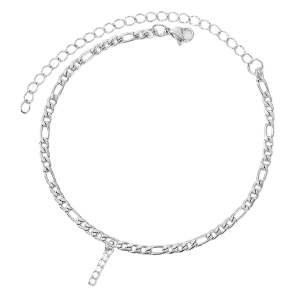 Enkelbandje - Enkelbandjes Dames - Enkelbandje Zilver - Initials - Zilverkleurig - Letter I