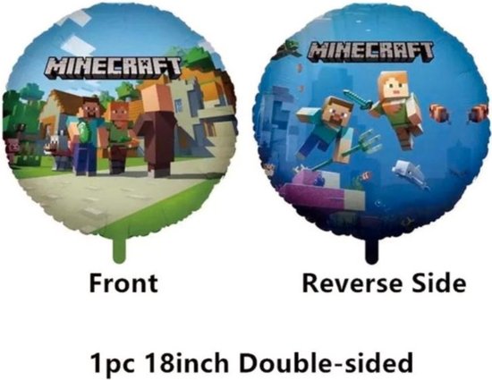 Minecraft folieballon rond 18 inch /verjaardag/kinderfeest/party