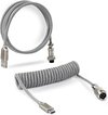 Royal Kludge Coiled Cable - USB-C Kabel - Mechanisch Toetsenbord Kabel - 1.8 Meter - GX16 Connector - Grijs