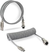 Câble spiralé Royal Kludge - Câble USB-C - Câble clavier mécanique - 1,8 mètre - Connecteur GX16 - Grijs