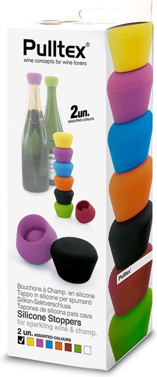 Pulltex siliconen champagne stop champagne stopper afsluiter 2 stuks assorti