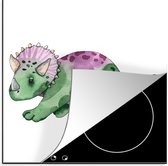 KitchenYeah® Inductie beschermer 78x78 cm - Dinosaurus - Kinderkamer - Groen - Jongens - Meisjes - Kinderen - Kookplaataccessoires - Afdekplaat voor kookplaat - Inductiebeschermer - Inductiemat - Inductieplaat mat