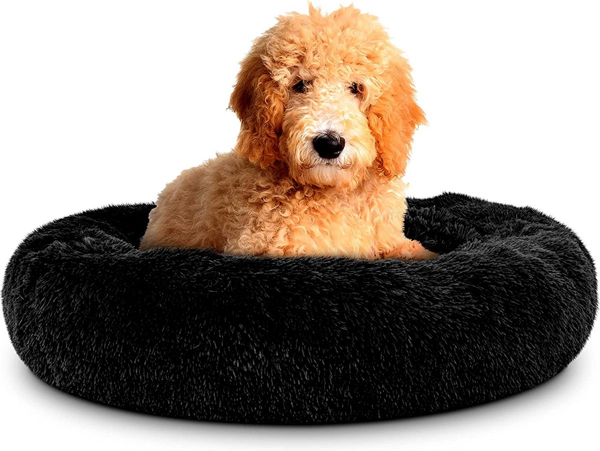 Donut Hondenmand Zwart 70 cm [Zacht en Luxe Hondenkussen - Fluffy Hondenbed - Wasbaar Hondenmanden - Dog Bed - Auto Hond Kussen]