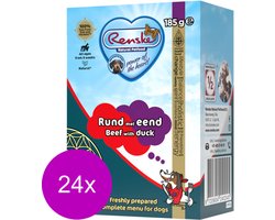 24x Renske Vers Tetra Hondenvoer Nat Rund met Eend 185 gr