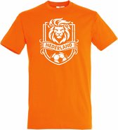 T-shirt kinderen Nederland Embleem leeuw | Oranje Shirt | Koningsdag Kleding Kinderen | Oranje | maat 152