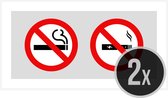 Pictogram/ bord | Verboden te roken/ E-sigaret verboden | 30 x 15 cm | Dikte: 1 mm | Elektronische sigaret | Tabak | Rookverbod | Sigaretten | Verbodsbord | Vape | Dampen | 2 stuks