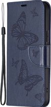 Mobigear Telefoonhoesje geschikt voor Xiaomi 12T Hoesje | Mobigear Butterfly Bookcase Portemonnee | Pasjeshouder voor 3 Pasjes | Telefoonhoesje voor Pinpas / OV Kaart / Rijbewijs - Blauw