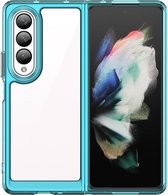 Mobigear Hoesje geschikt voor Samsung Galaxy Z Fold 4 Telefoonhoesje Hardcase | Mobigear Crystal Backcover | Galaxy Z Fold 4 Case | Back Cover - Transparant /Turquoise | Transparant,turquoise