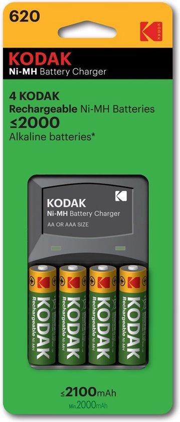 KODAK - Chargeur de piles pour piles AA ou AAA - K620E - vendu avec un pack  de 4 piles