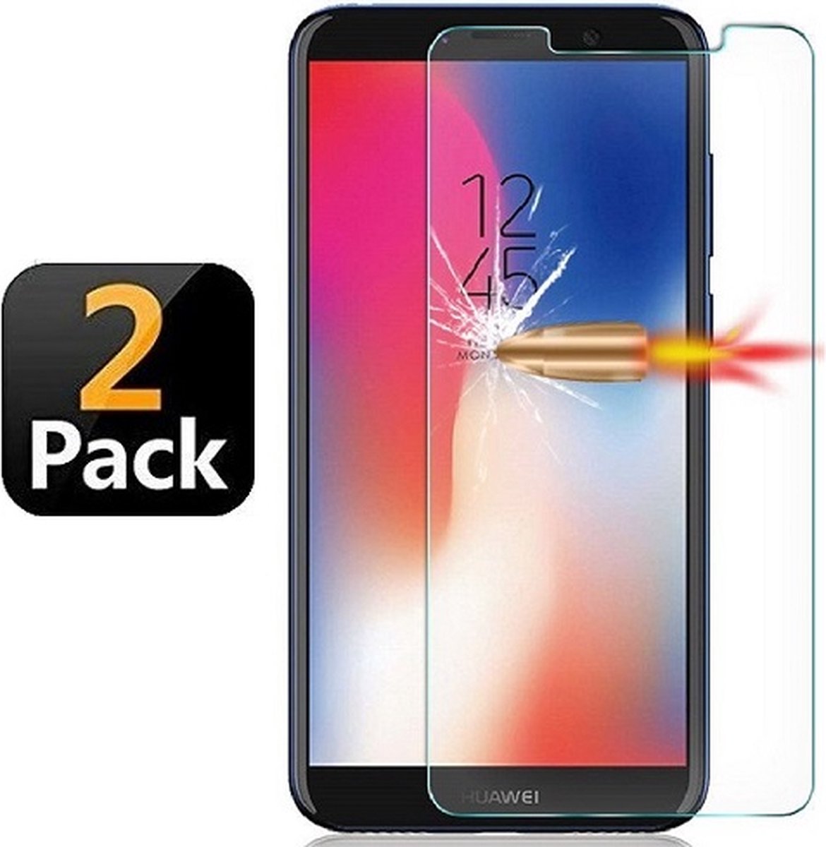 Huawei Y7 2018 Screenprotector Beschermglas 2x
