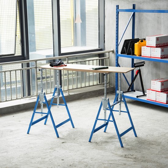 HOMCOM 2 x in hoogte verstelbare steigerbok opklapbare bok tot 200 kg staal zwart B40-015 — afbeelding 5