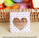 50x Transparante Uitdeelzakjes Hart Design 10 x 10 cm met plakstrip - Cellofaan Plastic Traktatie Kado Zakjes Hartje met tekst - Snoepzakjes - Koekzakjes - Koekje - Cookie Bags Hearts - Love
