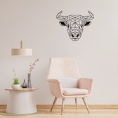 Taureau géométrique - H Line L 74cm (XL) - Tête de taureau - Dessin au trait - Art mural - Décoration murale noir - Van Aaken Design