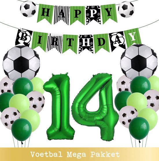 Voetbal Ballonnen - Cijfer Ballon 14 Jaar - Snoes - Megapakket - set van 24 Sport Voetbalfan Voetbal Jongen/Meisje - Sportieve - Voetbal Vrouwen Mannen - Kinderfeestje - Verjaardag - Helium Ballon nummer 14
