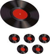 Sous- Sous-verres pour lunettes - Vinyl - Lp - Rétro - Rouge - Rond - Sous-verre - 10x10 cm - 6 pièces