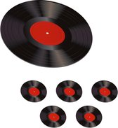 Onderzetters voor glazen - Vinyl platen - Lp - Retro - Rood - Rond - Onderzetter - 10x10 cm - 6 stuks