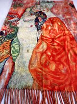 Sjaal schilderij Gustav Klimt De vriendinnen van dikker materiaal met 2 kanten / 1 kant effen