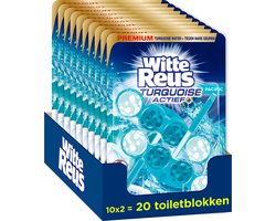 Witte Reus Turquoise Actief Toiletblok - WC Blok - Hygiënisch Schoon – Kalkpreventie - Frisse Geur - Voordeelverpakking - 20 Stuks
