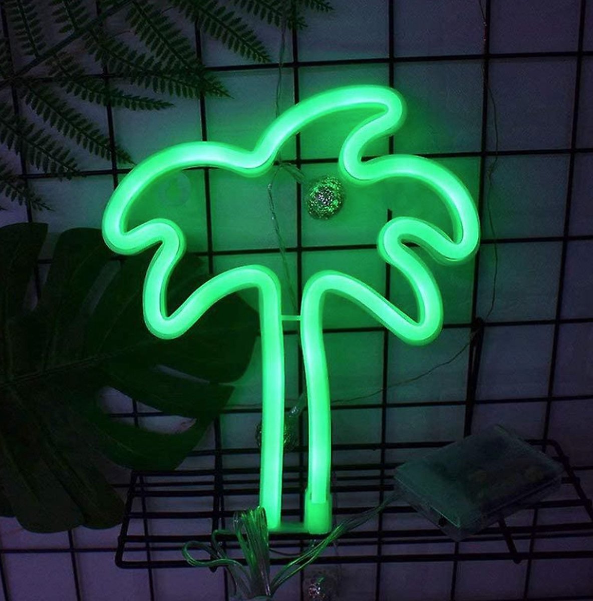 Neon led lamp - Palmboom - 23 x 19 cm - Incl. 3 AA batterijen - Neon Verlichting - Wandlamp