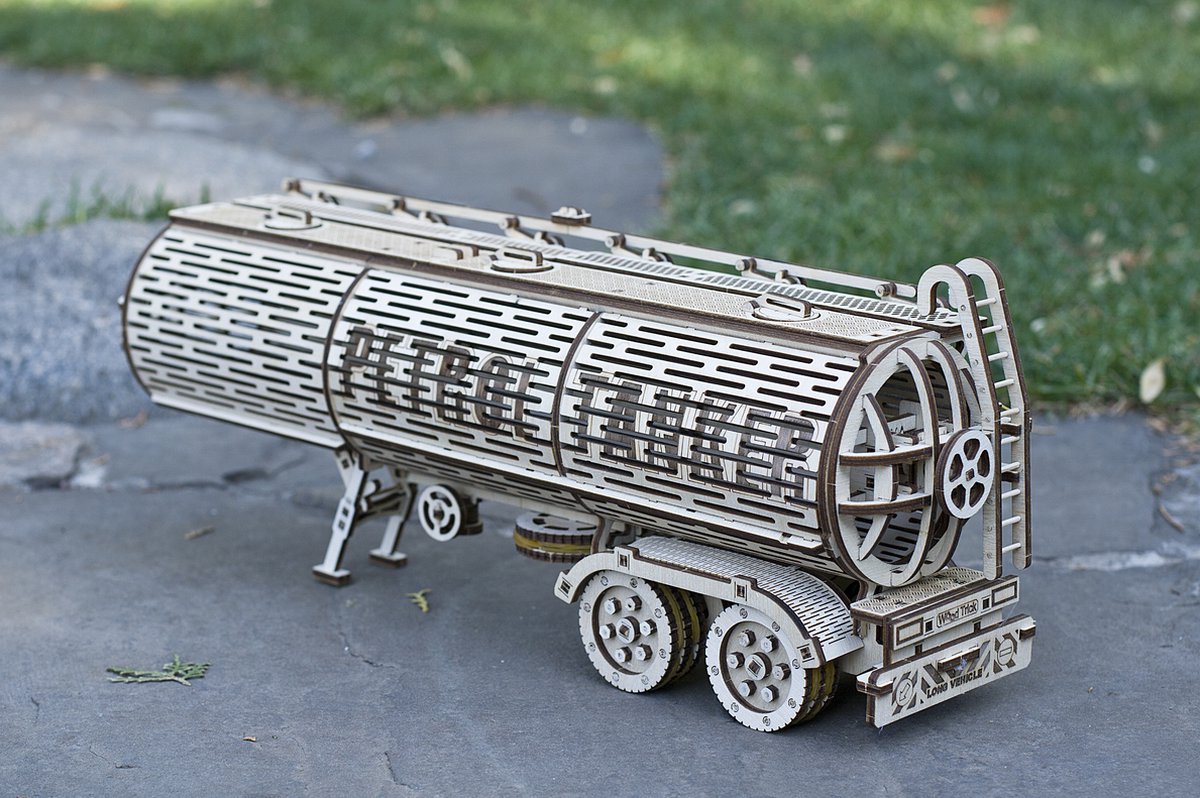 Wood Trick – Modelbouw 3D houten puzzel – de Tankaanhangwagen – Tank Trailer – Uitbreiding op Grote Vrachtwagen Big Rig - 220 stuks - Geen lijm noch verf nodig! — afbeelding 11