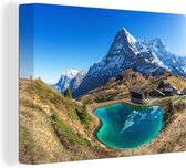 Canvas Schilderij Uitzicht op de Zwitserse Jungfrau dichtbij de Eiger - 80x60 cm - Wanddecoratie