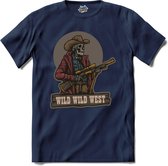 Tactical Wild wild west Cowboy | Airsoft - Paintball | leger sport kleding - T-Shirt - Unisex - Navy Blue - Maat L