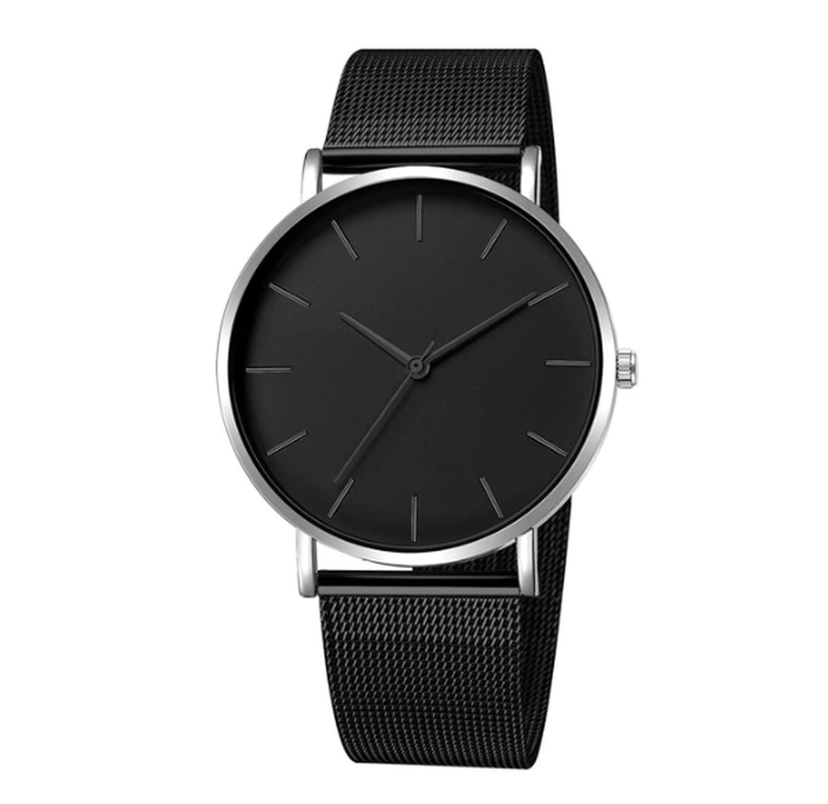 Fler® | Heren Horloge | Zwart | Zilver | Roestvrij staal | Watch | Kerstcadeau |
